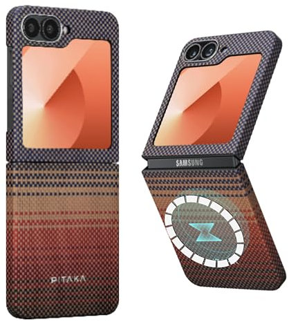 pitaka Magnetische Hülle für Samsung Galaxy Z Flip 6/Flip 7FE 100% Aramidfaser Ultradünne Handyhülle Kompatibel mit Magsafe Langlebige Schutzhülle mit Angenehmer Haptik [MagEZ Case 5] Sonnenuntergang