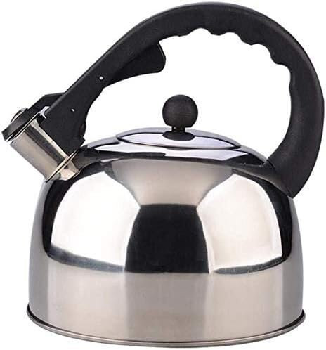 JvFbjLF Estufa de Acero Inoxidable con Estilo de Primera Calidad, Caldera de café for Cocina, Tetera de té Pulida con Espejo, Cuerno Engrosado Que Suena, Tetera hirviendo de una Pieza(Silver)