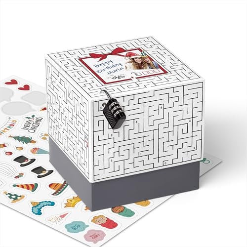 SURPRISA Geschenkbox, Rätselbox Geldgeschenke Verpackung, Geschenkkarton für Gutscheine, Labyrinthrätsel, Größe M (16cm)