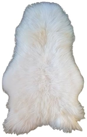 FURRYMAN Natürliche Lammfelle - Schaffelle 140 x 70 cm riesig, ohne Chrom - Weiße und farbige Schaffelldecken, Tagesdecken und Dekorationen für Couch, Sessel - Lammschaffell (Isländisches weißes)