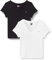 Tommy Jeans Camisetas de Manga Corta Pack de 2 Mujer con Cuello de Pico, Blanco (Ecru/Black), XS