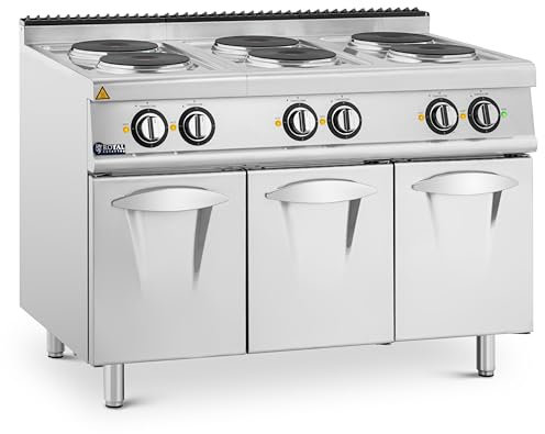 Royal Catering Cocina Eléctrica para Gastronomía 15,6 W con 6 Zonas y Mueble Bajo Cocina eléctrica para hostelería Cocina industrial eléctrica Placa eléctrica para gastronomía