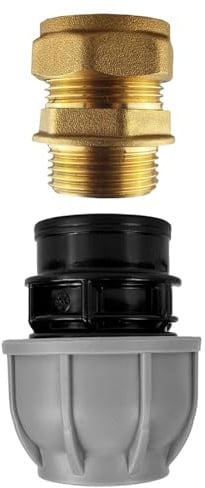MDPE to Copper Compression Fitting - Durable Elbow, Tee, and Straight Connector for Water Pipes (15mm, 22mm, 28mm) Leak-Proof Design for Plumbing and Irrigation Systems (25mm Straight - 22mm Copper)