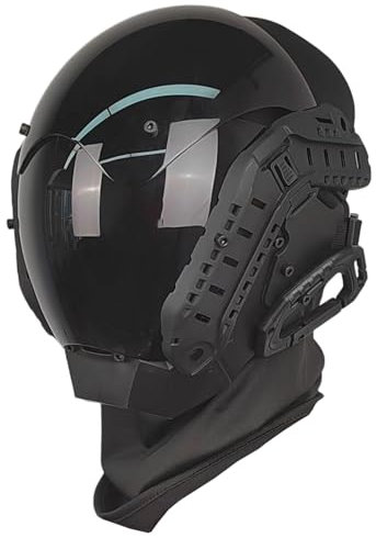 Porgeel Cyberpunk Maske mit Guide Rail Futuristische Maske PC Dekorative Punkmaske mit Gesichtsmaske Cybermaske für Cosplay Party Halloween Music Festival #