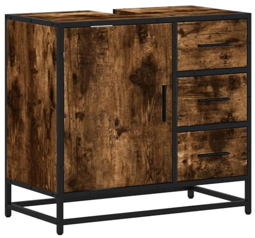 vidaXL Bathroom Sink Cabinet Smoked Oak 65x33x60 cm Engineered Wood