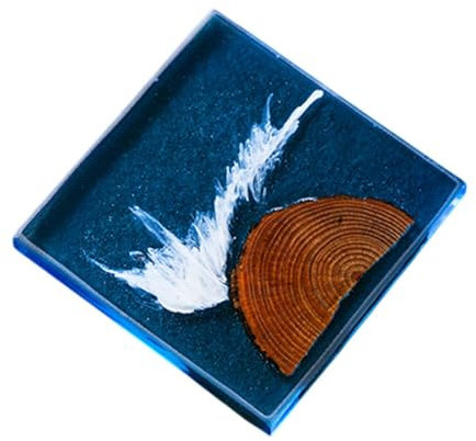 Baoblaze 6 Stück Epoxid Untersetzer Holz Untersetzer Set Tischplatte Dekoratives Kunstwerk Moderne Holz wasserdichte Untersetzer für Familie und Freunde, Quadrat
