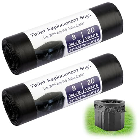 Moosono 40 StüCk Biologisch Abbaubare Toilettenbeutel, Beutel Campingtoilette, wasserdichte Trenntoilette Zubehör, Hygienebeutel Schwarz Taschen FüR Campingklo Mobile Toilette Camping AusrüStung