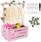 Panier Rangement en Bois Pour Bébé Avec Poignée, Cadeau Baby Shower, pour Bébé Nouveau-né Avec Rameaux de Plantes Grimpantes Vertes, Panier à Langer (rose)