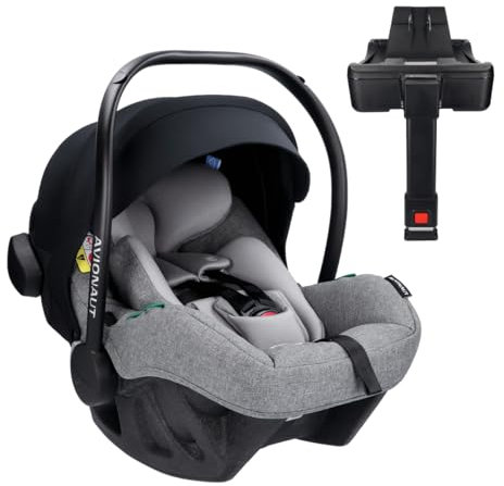 Avionaut Pixel Pro 2.0 C Babyschale – Leichtester Kindersitz (0–13 kg, 40–86 cm) – Ergonomisch & AGR-zertifiziert und Dock 2.0 Isofix-Basis (Grey)