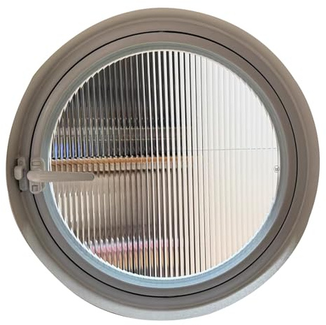 Finestra A Battente Girevole Finestra a oblò rotonda girevole ad asse centrale, finestra di ventilazione con vetro temperato a strisce per la privacy, per bagno, camera da letto, soggiorno(40cm/15.7)