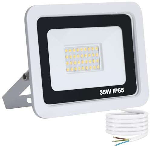 YCZM LED Strahler Außen 35W,LED Strahler Außen Weiß,Scheinwerfer IP65 Wasserdicht,Außenstrahler 4500K Neutralweiß 3500LM,Aussenstrahler 40 LEDs,1 Stück Outdoor Floodlight für Garten Garage Hof
