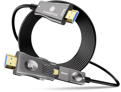YilianOptoe 8 K in fibra ottica rimovibile HDMI 2.1 cavo 10 m, 8 K @60 Hz 4 K @ 120 Hz, 48 Gbps Ultra High Speed Cavo HDMI per PS4/PS5, Xbox X/S, TV, laptop, monitor, proiettore nel cablaggio a parete