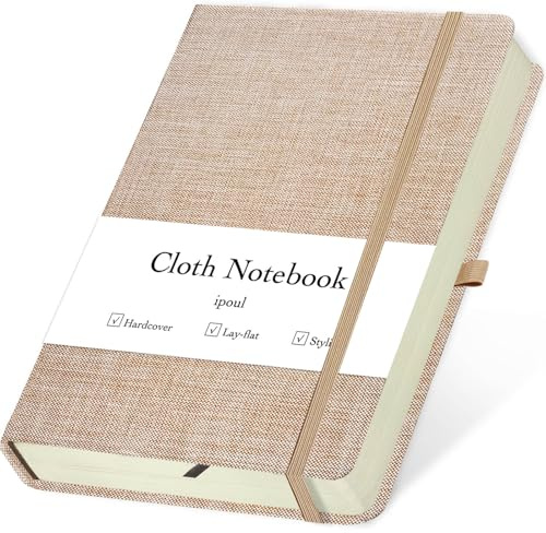 ipoul Leinen Notebook, College Regelt, Hardcover, Lay Flat, B6, Klein, 5x7, Dick, 100gsm, Rosa, Zeitschrift zum Schreiben