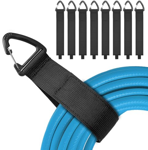 8 Pack Verlängerungskabel Organizer & Aufhänger, Flexible Klettband Klettbänder mit Dreieckschnalle für Kabel, Seile, Schläuche, bis 22kg, Organisation und Aufbewahrung in Haus, Garage und Werkstatt