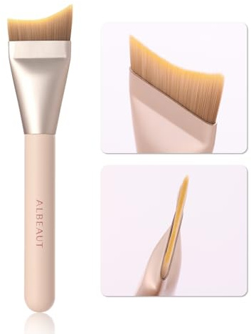 Albeaut Flacher Foundation-Pinsel für flüssiges Make-up, Spatel Foundation | Ultradünner synthetischer Make-up-Pinsel für flüssige/cremefarbene Grundierung & Masken, streifenfreies Finish
