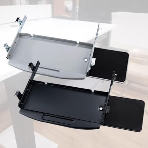 Ergonomic Keyboard Tray, Steel Slide Out Keyboard Shelf and Mouse Platform for Typing, Under Desk Mounting Retractable