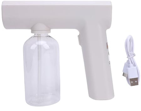 Buachois Mini Atomizador Eléctrico Pulverizador 250ml con Luz Azul Spray (Blanco)