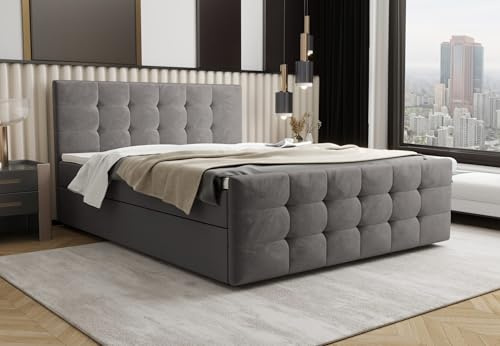 B&B HOME Boxspringbett Coria III, mit Bonellfederung H3, Bettkasten, Kopfteil und Topper, 180x200 (velutto15)