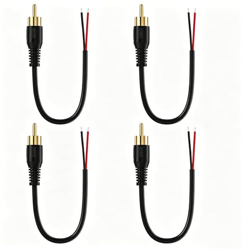 Powice 4 Packs RCA Audio Stecker auf Blankes Kabelende, 20 AWG, 30cm, Jack Adapter auf Bare Wire Open End Pigtail Audio Video Lotus Stecker Reparatur Kabel für Reparatur von Audiokabeln