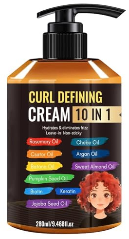 Moisture Curl Cream, Hair Care Conditioner, 280ml Styling Cream with Anti Frizz Control, Lightweight Nourishing Formula, Soft Curl Enhancer with Soft Finish, Hair Care Solution for Home Salon Travel