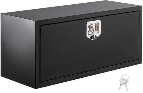 Aptliton 24x14x16 Inch Heavy Duty Steel Truck Tool Box, Waterproof Underbody Storage Box with Lock and Gas Struts, Secure Cargo Organizer for Pickup Truck Trailer Van RV, Black