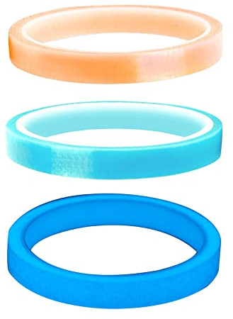 Koautios 3 Stück Sticky Ball Tapes Rollen Bastelband Spielzeug DIY Sensorikband Transparent Tape Material Kinder Erwachsene Lustig für Basteln Spielen, Orange und blau beleuchtetes Blau