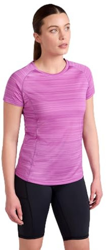 Mountain Warehouse Endurance Striped Womens Tee - UPF30+ UV Protection T-Shirt, Antibacterial Tee Shirt, Lightweight, Quick Dry Top – for Spring Summer & Outdoors Purple (Stripe) Women's Size 12