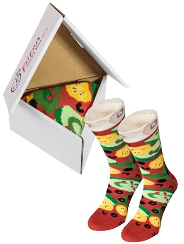 Rainbow Socks - Pizza Slice Box Socks - Vegetarische - Damen Herren Pizza Socken 1 Paar