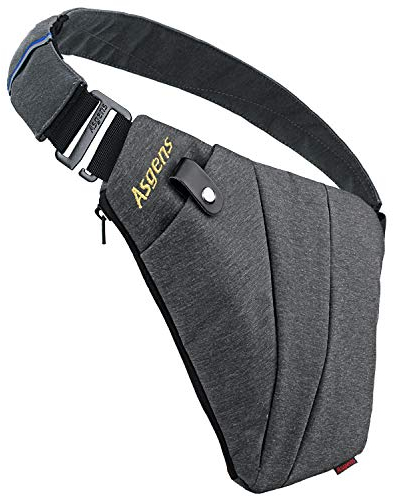 Asgens Umhängetasche Sport Brusttasche Praktische Anti-Diebstahl-Sicherheits-Umhängetasche Wasserdichte Umhängetasche Tragbar für Jugendliche und Erwachsene Reisen im Freien（Grau/Für Rechtshänder）