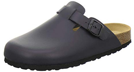 AFS-Schuhe 3900 Herren Clogs, Bequeme Hausschuhe für Männer, Pantoffeln aus Leder, Made in Germany (46 EU, Navy)