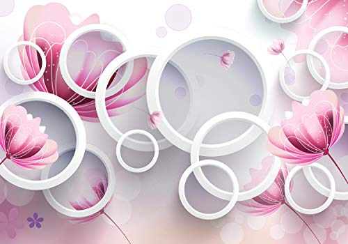 wandmotiv24 Fototapete Blumen weiß 3D, S 200 x 140cm - 4 Teile, Wanddeko, Wandbild, Wandtapete, Abstrakt, Blüten, Effekt M4311