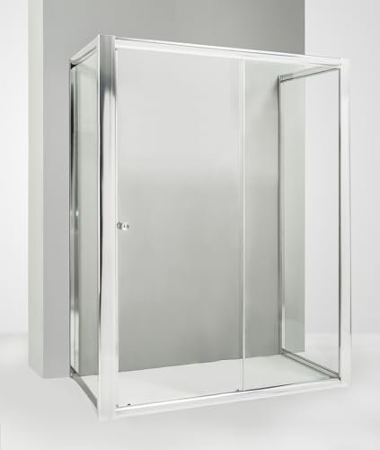 Hydra Box Doccia 3 Lati con 2 Ante fisse e Porta Scorrevole 70x150x70 cm Trasparente