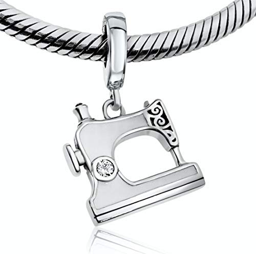 BOLENVI Abalorio de plata de ley 925 con colgante de máquina de coser para pulseras o collares de Pandora y similares