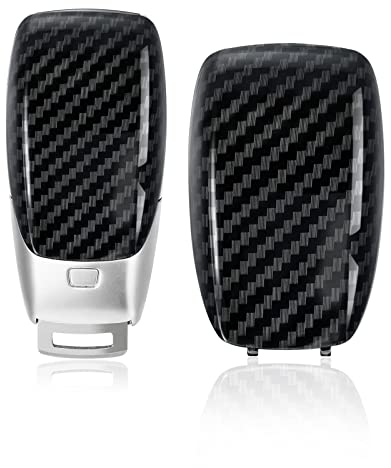 Neyyuse Coque de batterie en fibre de carbone texture pour clé de voiture compatible avec Mercedes-Benz A220 E63S Classe E CLS Classe 2019-2021, Noir, L