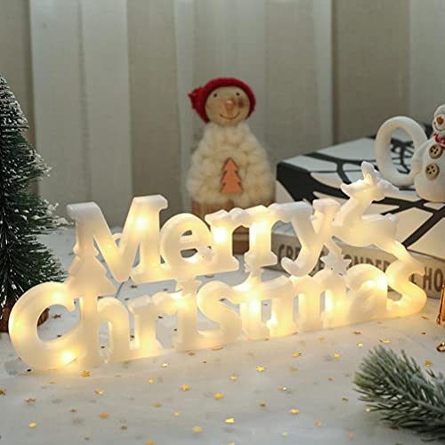 Hidyliu Joyeux Noël Lettre Lumières, Blanc Chaud Lumière de Nuit, Panneau lumineux LED, Décoration de Noël à suspendre, Lumineux Néon, pour Vitrine Boutique Bar Café Restaurant Sapin de Noël