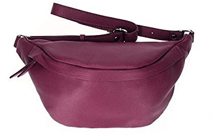 OBC Made in Italy Damen Leder Tasche Gürteltasche Crossbody Brusttasche Bauchtasche Hüfttasche Umhängetasche Crossover Bodybag Schultertasche Handytasche Bordo