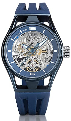 Automatische Herrenuhr Skeleton Montecristo Blau Locman, Armband