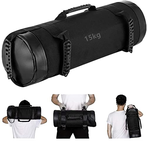 YZBBSH Power Bag Gewichtssack 5kg 10kg 15kg 20kg 25kg 30kg Fitness Bag Gewichte Sandsäcke für Functional Fitness Krafttraining Ausdauertraining,15kg,Black