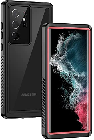 Lanhiem Coque pour Samsung S22 Ultra (6.8), [IP68 Étanche & Antichoc] 360 Protection Integrale Double Renforcé Waterproof Etui Antipoussière Incassable Housse Compatible avec Galaxy S22 Ultra,Rose