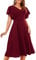 Bridesmay Women Fit and Flare Dress Tea Party Dresses Vintage Ruffle Sleeves Wedding Guest Dresses for Women Burgundy L