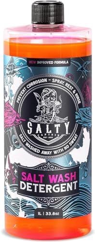 Salty Captain Salt Wash Cleaner - Remove Salt Off Boats & Cars, Prevent Saltwater Corrosion, Clean Salt Away from Jetskis, Trailers, Salt Neutralizer, Salt Gone Cleaning (32 fl oz)