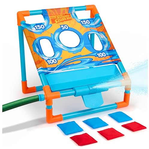 NERF Super Soaker Toss 'N Splash Cornhole Set - Sitzsack-Wurfspiel für Kinder mit einem spritzwasserfesten Wasser-Twist für Outdoor-Spaß