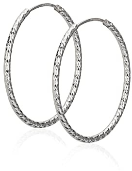 NKlaus Creolen 925 Silber, diamantiert, hohl, 30/40/50/60mm, 2 Stück | 1,8mm stark