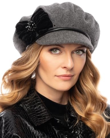 VIVISENCE Winter Kaskett Damen Handgefertigtes Herbst Eleganter Mütze Für Frauen Aus Schurwolle Antistatischem Perfekte Für Kalte Wintertage Model 7064