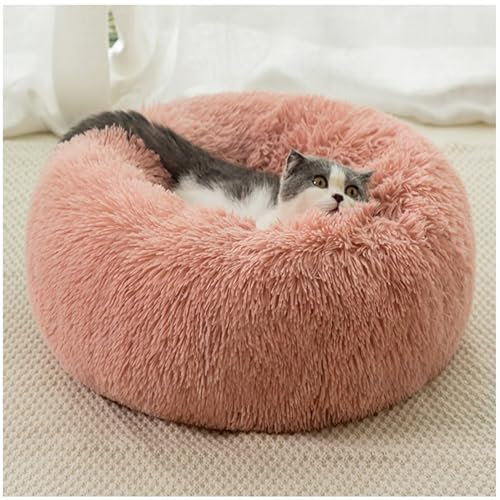 HUAXIQUE Hundebett Flauschig Hundebett Kuschelig Mittelgroße Hunde Hundebett für Große undekissen Waschbar Flauschig Hundematte Flauschiges Hundebett 80cm Leder Rosa