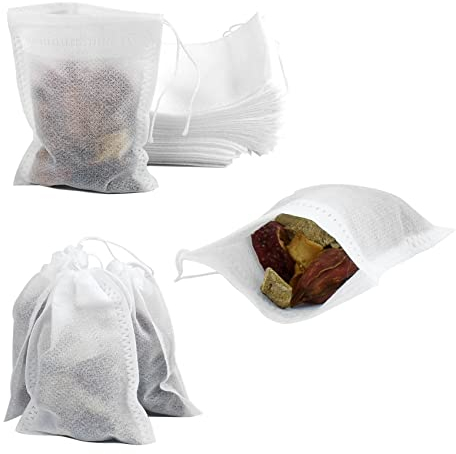 100 Stück Kordelzugbeutel, Einweg-Netzbeutel zum Kochen, Einweichen von medizinischen Likören, Tee, Kaffee, Filter, DIY Handwerk Gewürze Aufbewahrung, Jäten Party Favor (10,2 x 12,9 cm)