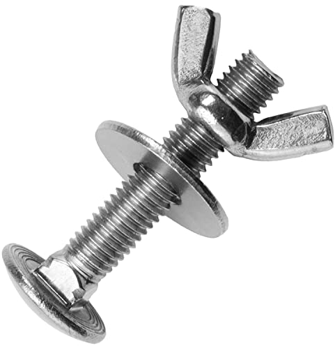 Techtanium® Schlossschrauben M6 x 40/40 mm inkl. Flügelmuttern und großen Unterlegscheiben M6 aus Edelstahl A2 (10 Stück) | Schrauben | Muttern | U-Scheiben | DIN 603 & ähnl. DIN 315 & DIN 9021
