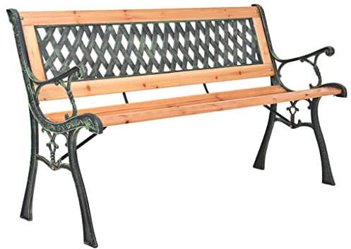 vidaXL Gartenbank Parkbank Sitzbank Balkonbank Terrassenbank Holzbank Bank Gartenmöbel Garten Terrasse 116cm Gusseisen Massivholz Tanne