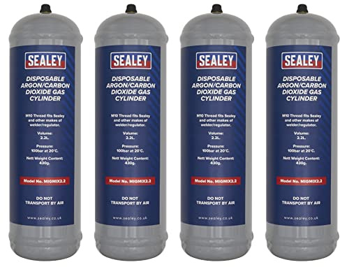 Sealey Disposable Argon/Carbon Dioxide Gas Cylinder - Pack of 4 430g, 2.2L, CO2/ARG - MIGMIX2.24