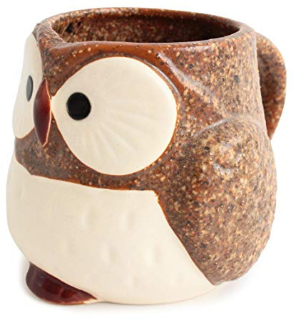 Mino ware Japanese Pottery Mug Cup Owl Shape made in Japan (Japan Import) CPM103 (Coffee Brown)